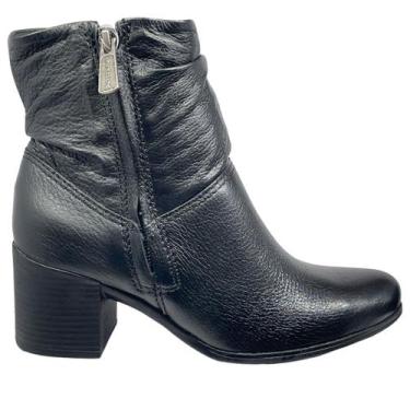 Imagem de Bota Feminina Cano Curto Couro Burnish Bottero 346907-2, Preto, 36