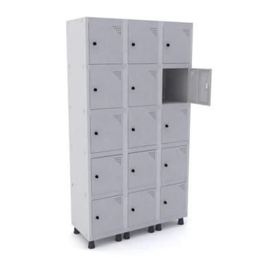 Imagem de Roupeiro de aço 3m 15 portas pitão pandin - cinza