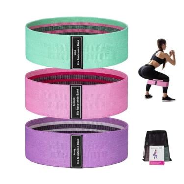 Imagem de 3 Faixas Hip Mini Band Tecido Elástico Premium Kit Para Exercícios Em Casa - Fisioterapia Yoga Pilates Reabilitação Academia Treino Funcional Alongamento Crossfit Ginástica Musculação Intensidades