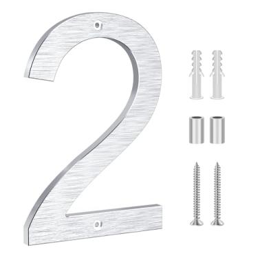 Imagem de Yafimea Números grandes prateados de 20 cm para casa, números de endereço residenciais modernos de metal para casa, números flutuantes externos de alumínio para portão de garagem de Wall Street (2)