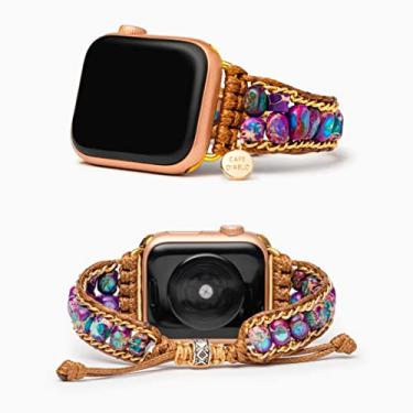 Imagem de Cape Diablo Moonlight Jasper Handmade Apple Watch Bracelet for Women - Crystal Apple Watch Band - Beaded Smart Watch Bracelet for Apple Models 4, 5, 6, 7, 8, 9, SE - 38mm/40mm/41mm/42mm/44mm/45mm