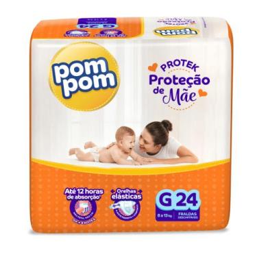 Imagem de KIT 2 Fraldas Pom pom Derma Protek Jumbo Tamanho G 24 unidades
