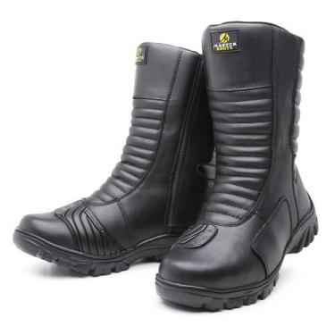 Imagem de Bota Motociclista Couro Legítimo Coturno Moto Cano Alto Cor Black - Ma
