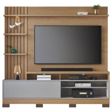 Imagem de Estante Home Theater Maceió com Pés Freijó Cinza Matte – Colibri