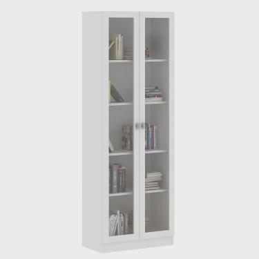 Imagem de Estante Escritório Home Office 2 Portas De Vidro 4 Prateleiras Cannes 171x59 T01 Branco - Lyam Decor