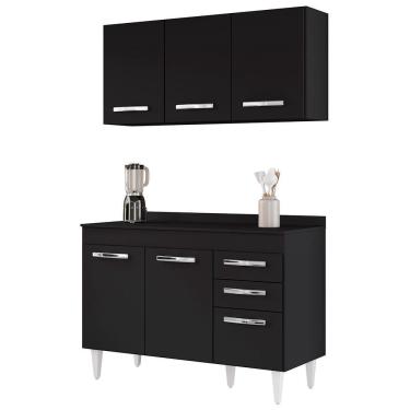 Imagem de Armário Aéreo Honduras E Balcão Gabinete Com Tampo 120cm Suécia Preto - Lumil