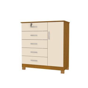 Imagem de Comoda Verona Madeira 1pt 5gv Noce/perola Do Fornecedor Noceperola