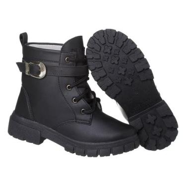 Imagem de Coturno Beakid Bota Infantil Menina Preta com Fivela, Preto, 32
