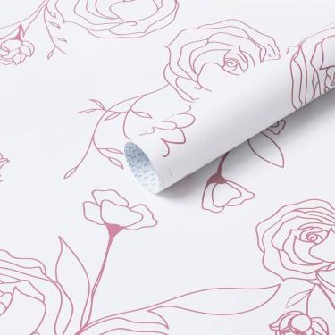 Imagem de Papel de parede Safiyya 10m x 44cm Rosa Floral Peel and Stick Vinil