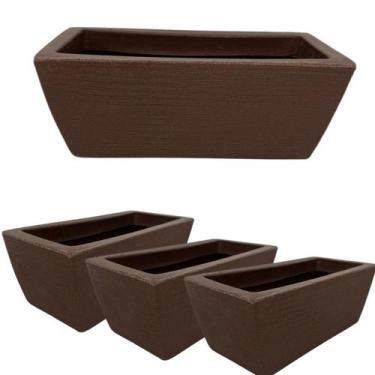 Imagem de Kit  4 Jardineira Luxo Floreira de chão Horta em casa Polietileno mode