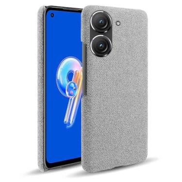 Imagem de Capa para ASUS Zenfone 9,Capa desenhada em lona,Case Protetora Ultrafina com Empunhadura Macia,Design em Tecido Antichoque e Antiarranhões-Light gray