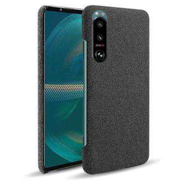 Imagem de Capa para Sony Xperia 5 III,Capa desenhada em lona,Case Protetora Ultrafina com Empunhadura Macia,Design em Tecido Antichoque e Antiarranhões-Black