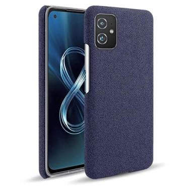 Imagem de Capa para ASUS Zenfone 8 ZS590Ks,Capa desenhada em lona,Case Protetora Ultrafina com Empunhadura Macia,Design em Tecido Antichoque e Antiarranhões-Blue
