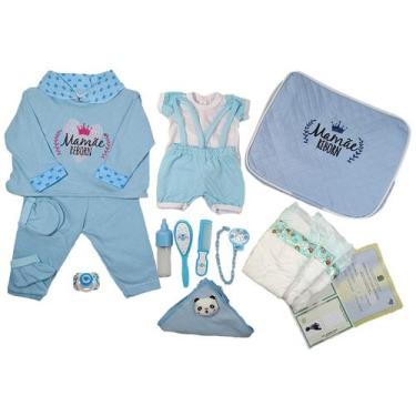 Imagem de Enxoval Bebê Reborn Menino 2 Trocas Bolsa Luxo Azul claro - Mamãe Rebo