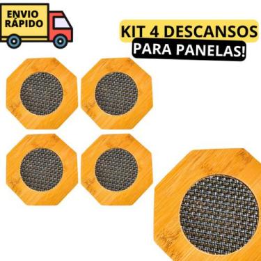 Imagem de Kit 4 Descanso de Panela estilo Bambu Hexagonal Protege sua Mesa e Ban