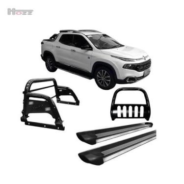 Imagem de Kit Quebra Mato Estribo Personalizado Santo Antônio Fiat Toro Preto - 