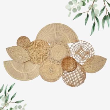 Imagem de Decoração De Parede Boho Composição Cestos Palha Camomila