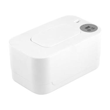 Imagem de EHJRE Wipe Dispenser Box Wet Wipe mais quente de aquecimento rápido Travel LED Display 80pcs Capacidade de limpeza aquecida Dispensador de tecido, Branco