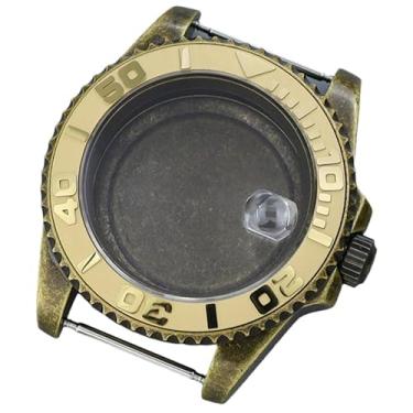 Imagem de FEIYASHI Caixa de relógio de 40 mm de vidro de cristal de safira conjunto de anel de cerâmica para movimento Nh34 Nh35 Nh36 Nh38 8215 2824, Moldura de cerâmica dourada da caixa de bronze, 8215