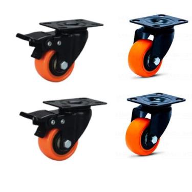 Imagem de 4x Rodízio Giratório Gel Rodinha Móveis 50mm 02 Trava 02 Sem - grepar,
