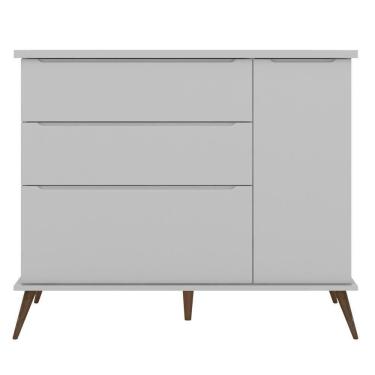 Imagem de Cômoda Infantil 1 Porta 3 Gavetas 100% Mdf Pés Retrô Melinda Cinza - Phoenix
