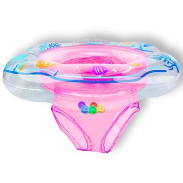 Imagem de Anel de natação para bebês flutua com assento de segurança, anéis de natação duplos para bebês, crianças, flutuadores para piscina, natação, treinamento, crianças, boias de PVC para crianças de 6 a 12 meses (rosa)