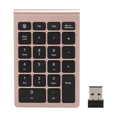 Imagem de Teclado numérico, 22 teclas 2,4G teclado numérico sem fio mini com receptor USB para laptop, desktop, computador, PC compatível com Android, Windows, Mac OS. (Rose Gold)