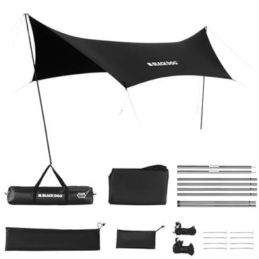 Imagem de Naturehike Blackdog 5,5 m × 2,9 M rede acampamento chuva tenda lona, PU 3000 mm - lona anti-UV com bastões, lona impermeável para barraca para acampamento, ao ar livre, viagens, guarda-sol - linhas e