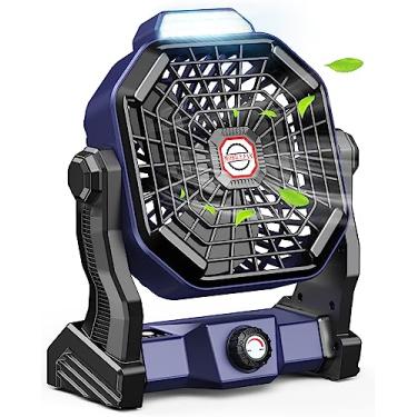 Imagem de JINLICTE Ventilador de acampamento com lanterna LED, 20000 mAh, ventilador portátil recarregável de 20000 mAh, alimentado por bateria com velocidade contínua e silenciosa, operado por bateria para
