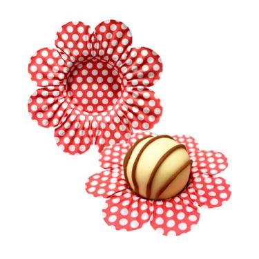 Imagem de Forminha Bombons Doces Finos Poá Vermelho e Branco 30 un Piffer Festas