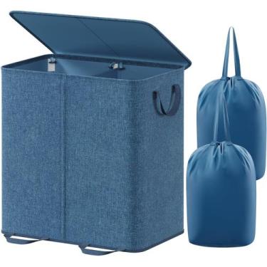 Imagem de Cesto de roupa suja Lifewit Double com tampa e sacos removíveis 136L