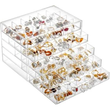 Imagem de Porta Joia Acrílico 5 Camadas 120 nichos Brinco Anel Branco
