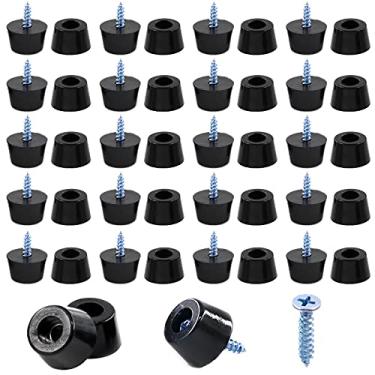 Imagem de Hilitchi 50 Peças De Pés Borracha Pretos Redondos, Almofadas Proteção Com Parafusos Correspondentes, Arruela Aço Inoxidável Embutida Para Tábuas Corte, Armários, Mesas, Sofás (19 X 15 11 Mm)
