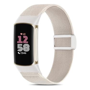 Imagem de EverAct Pulseira magnética elástica de nylon compatível com Fitbit Charge 6/Fitbit Charge 5, pulseira esportiva ajustável de tecido elástico para smartwatch Charge 5/6, feminino e masculino