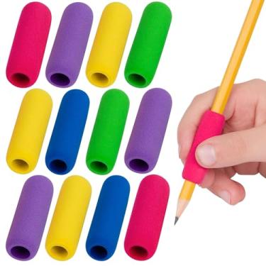 Imagem de The Pencil Grip The Classics Pegas de lápis de espuma macia, auxílio de escrita ergonômico para canhotos e direitos, 3,8 cm de comprimento, cores sortidas, 12 unidades - TPG-16412