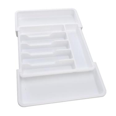 Imagem de Organizador de Gavetas Expansível, Salvamento de Espaço de Plástico de Utensílios Expansíveis para Utensílios de para Talheres para Talheres (Branco)
