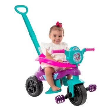 Imagem de Triciclo Menina Carrinho de Passeio Infantil KEMOTOCA Baby Dog com Pedal, Rosa/Roxo/Verde, 43x33x60cm Roxo