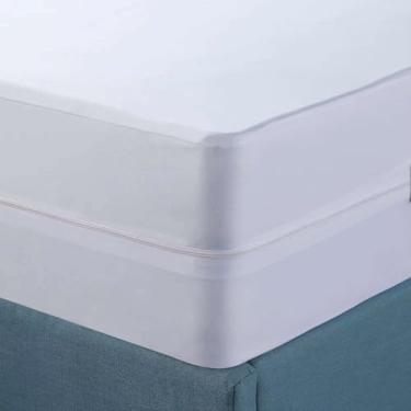 Imagem de Lençol solteiro com zíper GG - lençol com elástico profundo de microfibra de 30 cm - capa de colchão tamanho solteiro GG, macio e durável, branco