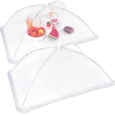 Imagem de JULBEAR 2 peças de 101,6 x 61 cm extra grande cobertura de comida de malha para barraca guarda-chuva de comida capas de tela para fora de malha pop-up redes de comida dobráveis para festas