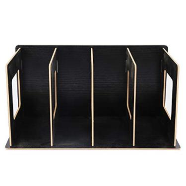 Imagem de Munefe Wooden DIY Desktop, Bookshelf Rack Books DVD Storage Magazine, titular do stand de exibição de livros para estudantes (Black)