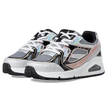 Imagem de Skechers Tênis feminino Uno Gen1-platinum Flash 310328l (criança pequena), Prata/preto, 5 Big Kid