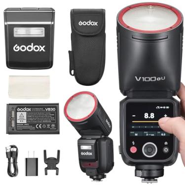 Imagem de Godox Flash V100-OU para Olympus Panasonic, saída máxima de 100 W, tela sensível ao toque colorida, subflash destacável, bateria de carregamento USB-C, flash Speedlite sem fio 2,4 G X 1/8000s HSS TTL