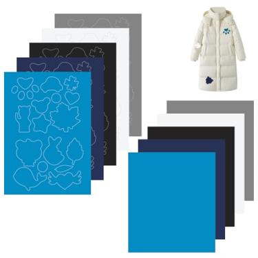 Imagem de Kit de remendo de reparo de jaqueta de 10 folhas - Remendos de reparo instantâneo fáceis de fazer você mesmo com design personalizável, tecido de nylon ripstop impermeável pré-cortado autoadesivo para