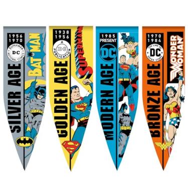 Imagem de Conjunto de bandeiras de super-herói, decoração de fundo de bandeiras penduradas, 45 x 149 cm, conjunto de 4 inclui Mulher Maravilha, Super-Homem, Batman, Bandeiras da Jutice League, Decoração de