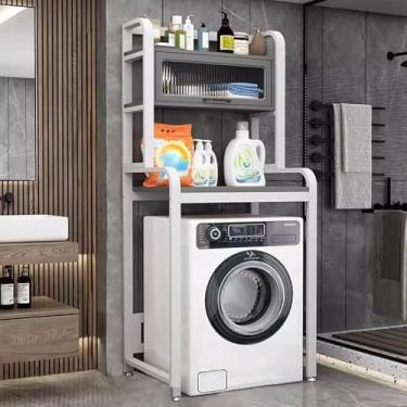 Imagem de Rack De Armazenamento Para Máquina De Lavar Tambor Com Metal, Armário Para Máquina De Lavar De 3 Andares, Sobre A Prateleira De Armazenamento Para Lavadora E Secadora Com Pés Ajustáve, B