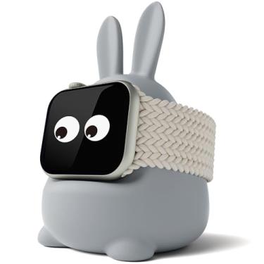 Imagem de ELETIUO Suporte de carregador para Apple Watch séries 49/45/44/42/41/40/38 mm (Ultra2/Ultra/9/8/7/6/SE2/SE/5/4/3/, fofo, organizador de carregamento para iWatch com orelha, compatível com modo de mesa