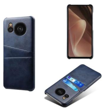 Imagem de Capa compatível com Sharp Aquos Sense 7 Plus, capa de couro PU - Capa de telefone fina à prova de choque com 2 compartimentos para cartão, proteção anti-impressão digital e antiqueda, couro sintético