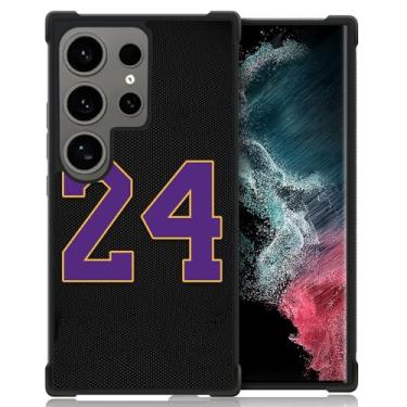 Imagem de Goodsprout Compatível com Samsung Galaxy S24 Ultra, preto 24 Jersey roxo amarelo incrível design padrão à prova de choque anti-arranhões capa traseira rígida PC para Samsung Galaxy S24 Ultra