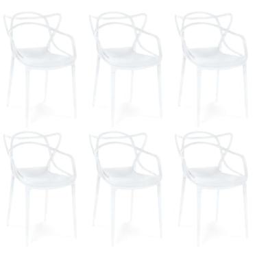 Imagem de Kit 6 Cadeiras de Jantar Allegra Prática Empilhável - Branco