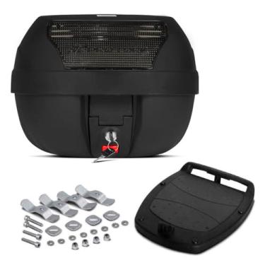 Imagem de Bau Moto，Kit de FixaçãO De Baú para Motocicleta 28l, Fechadura e Chave, Cristal Vermelho Fumê(Fumê)